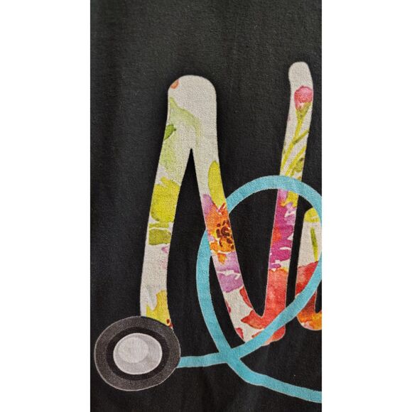Port & Company Women's Large Black Nurse Graphic Short Sleeve T-Shirt - Picture 6 of 8